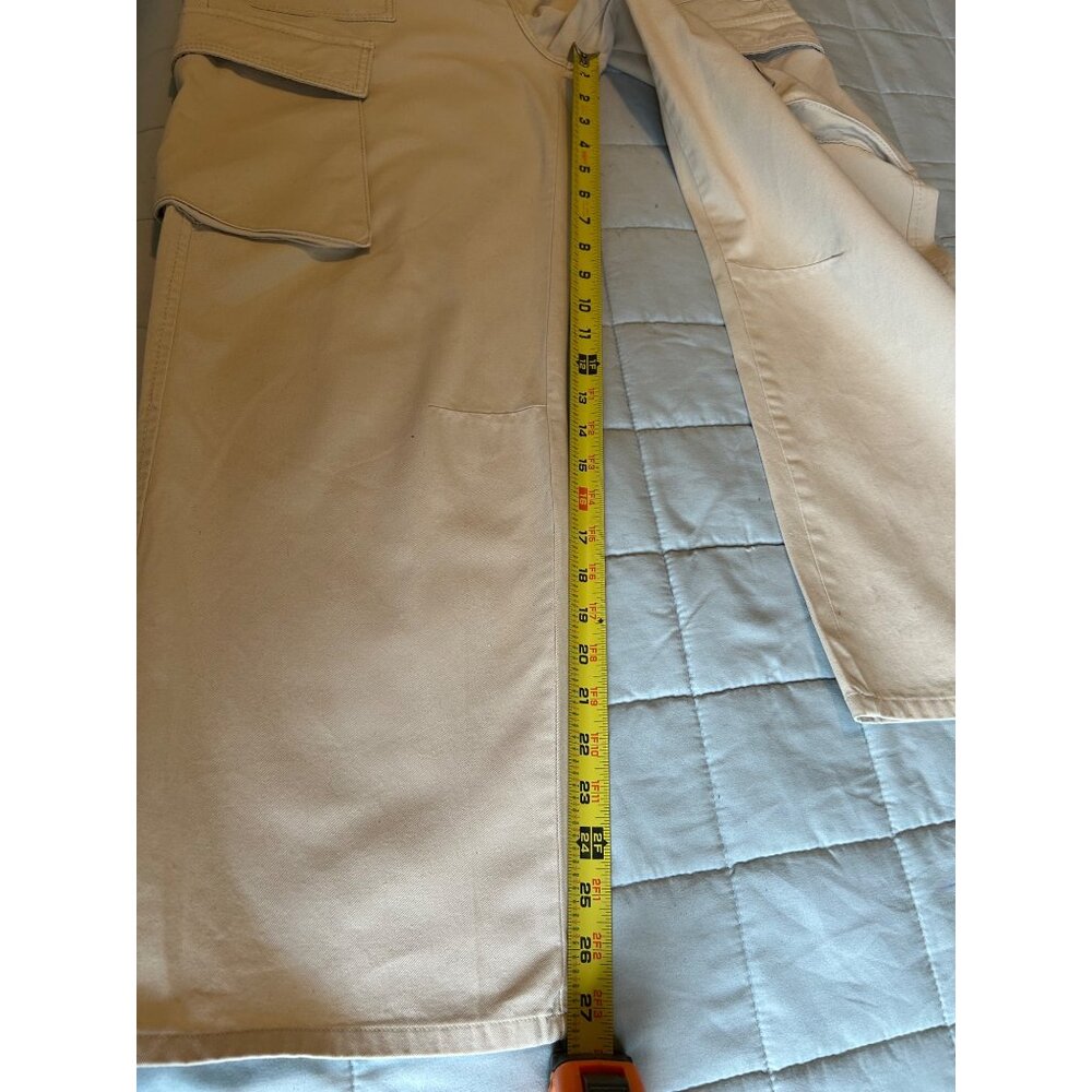 Bershka Mens Cargo Pants 40 30 Khaki Beige Straight Leg Medium Rise Utility Pock - Picture 5 of 15